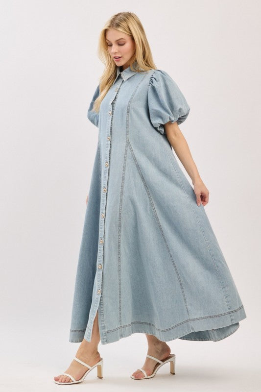 Pre-order June 15 Light Denim Maxi Dress