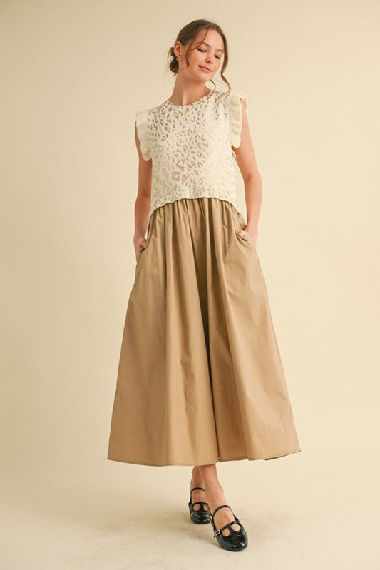 Leopard Gold Print Maxi Dress