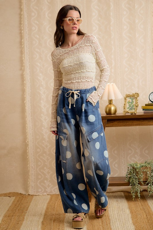 Pre-order Agosto 10 Barrel Cargo Polka Pants