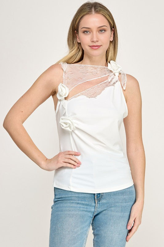White Cut Out Asymmetrical Top