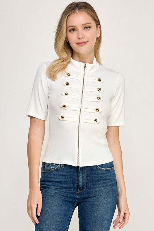 Pre-order Agosto 3 White Napoleonic Zipper