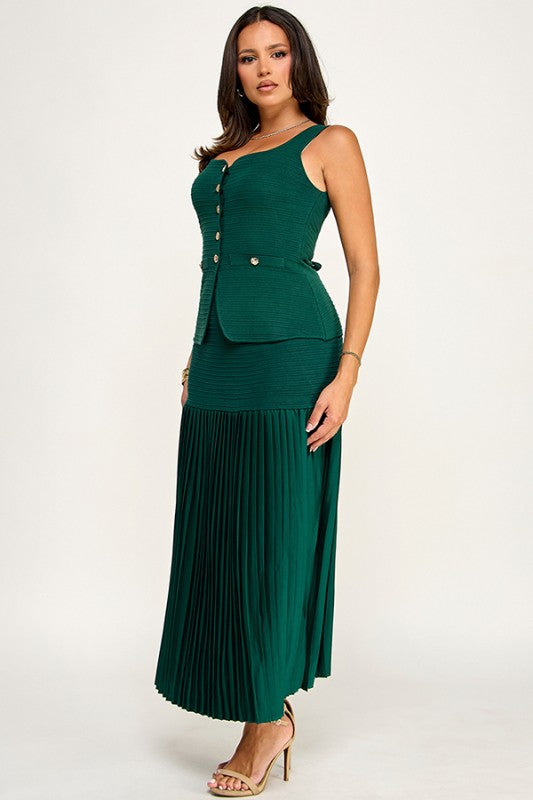 Pre-order August 24 Green Vest & Skirt Set