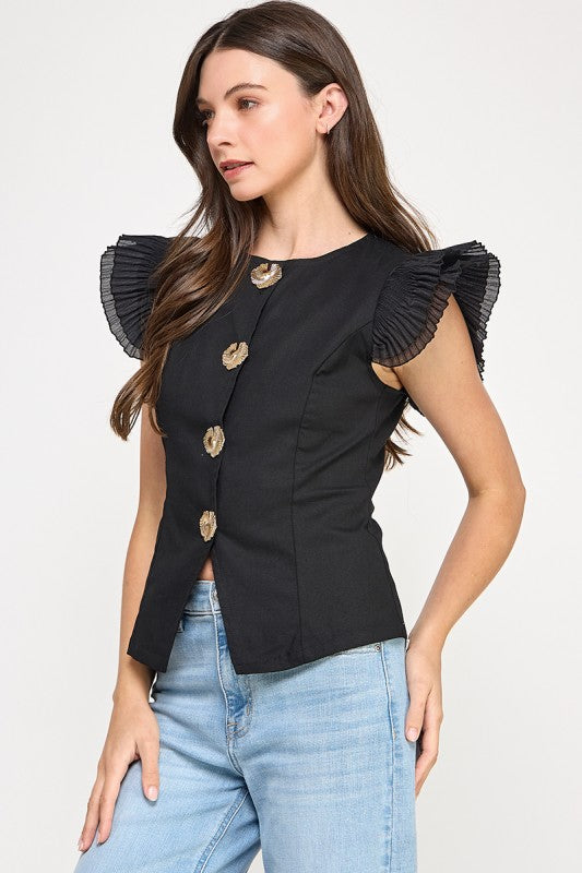 Pre-order June 14 Black Big Button Shirt