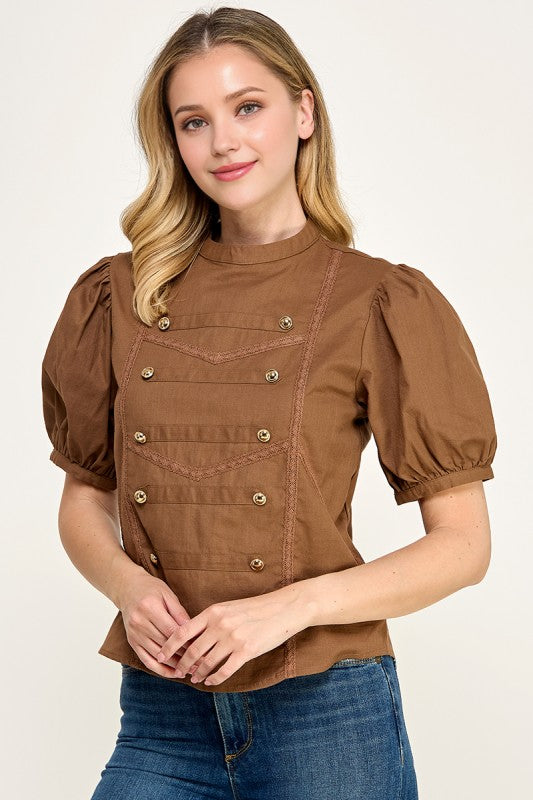 Pre-order Agosto 17 Brown Military Blouse