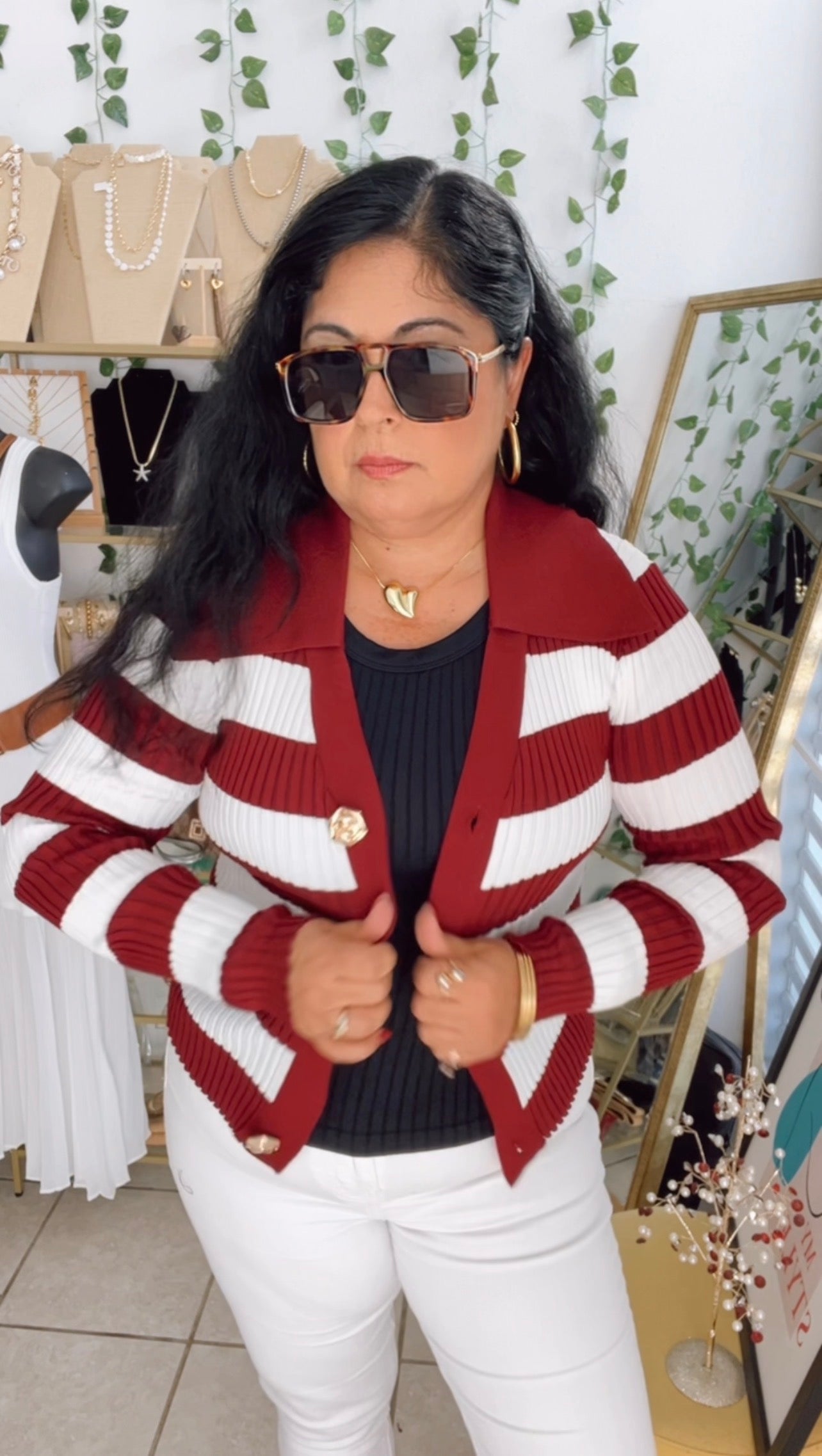 Burgundy Stripe Cardigan