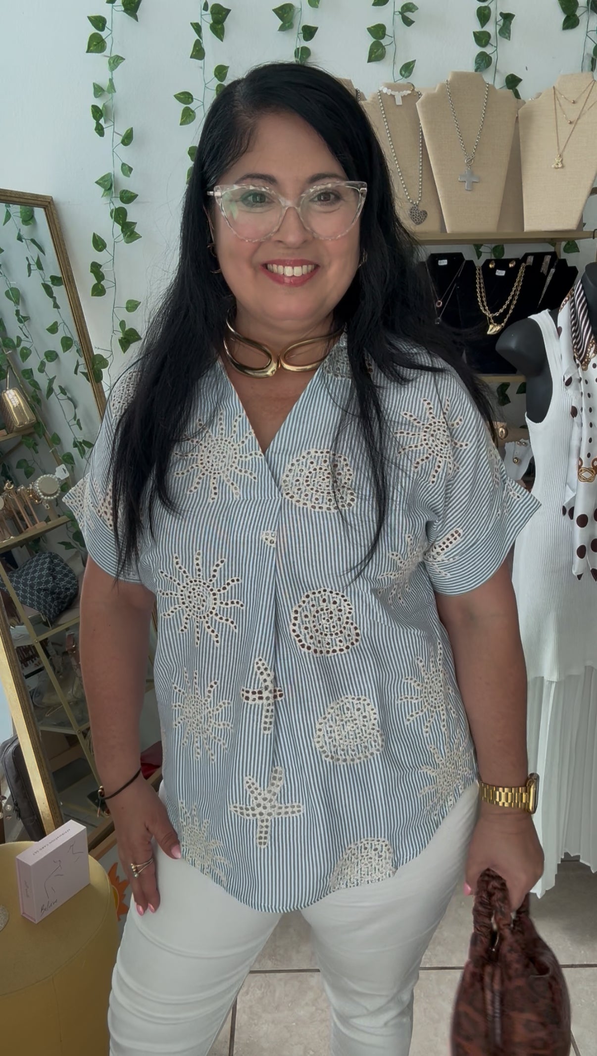 Blue Embroidery Under the Sea Shirt