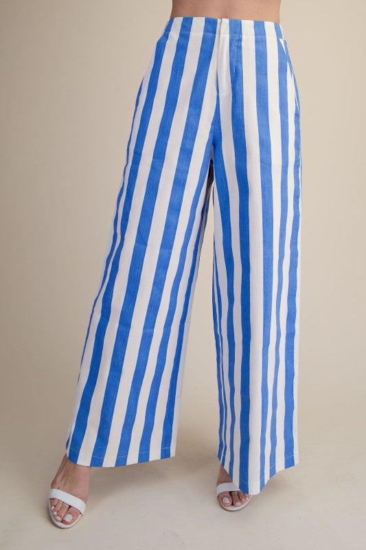 High Waisted Wide Leg Stripe Pant