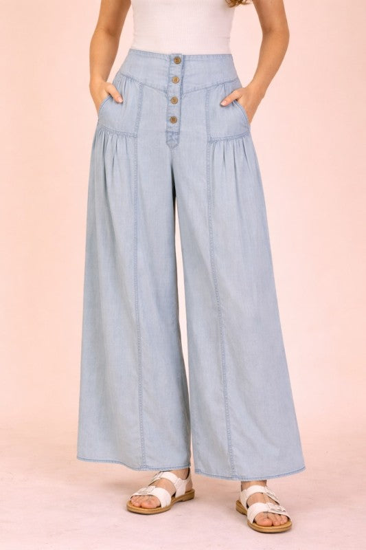 Pre-orden Feb 23 Chambray Wide Leg Pant