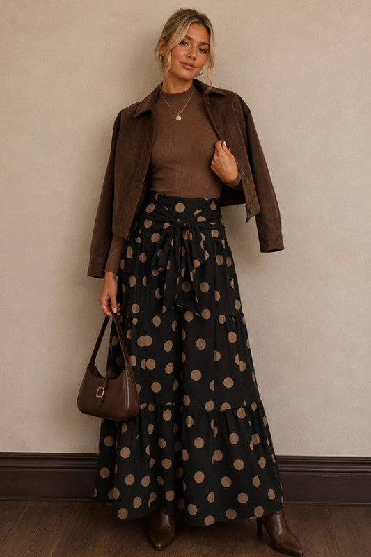 Pre-order Agosto 10 Black/Taupe Polka Wide Leg Pant