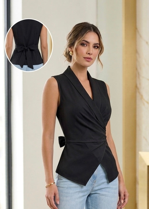 Black Wrap Around Shirt