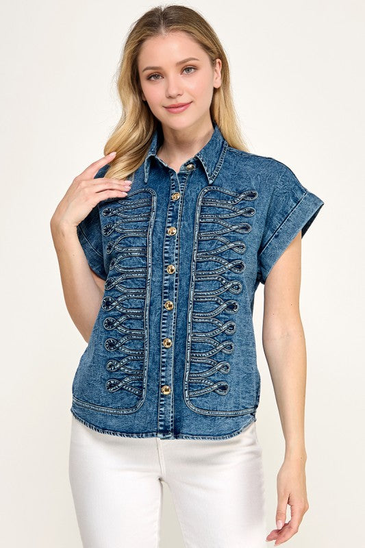 Pre-order Agosto 17 Denim Military Button Down Shirt