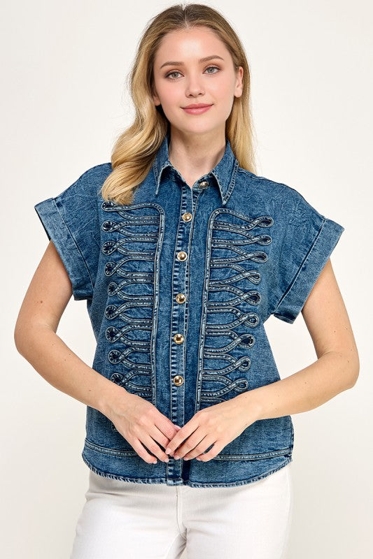Pre-order Agosto 17 Denim Military Button Down Shirt