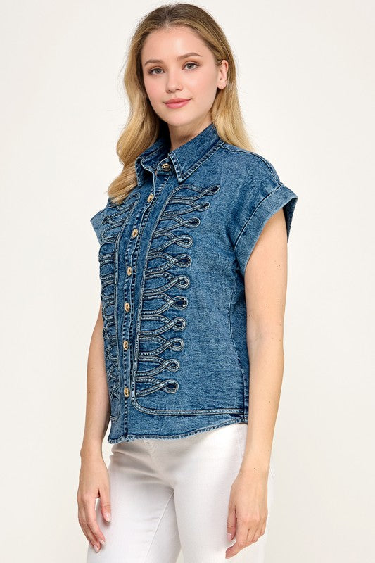 Pre-order Agosto 17 Denim Military Button Down Shirt