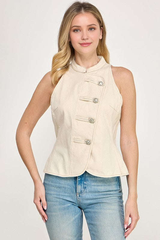 Pre-order Agosto 17 Ivory Asymmetrical Vest