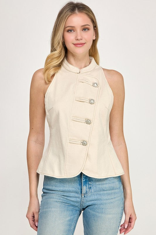 Pre-order Agosto 17 Ivory Asymmetrical Vest