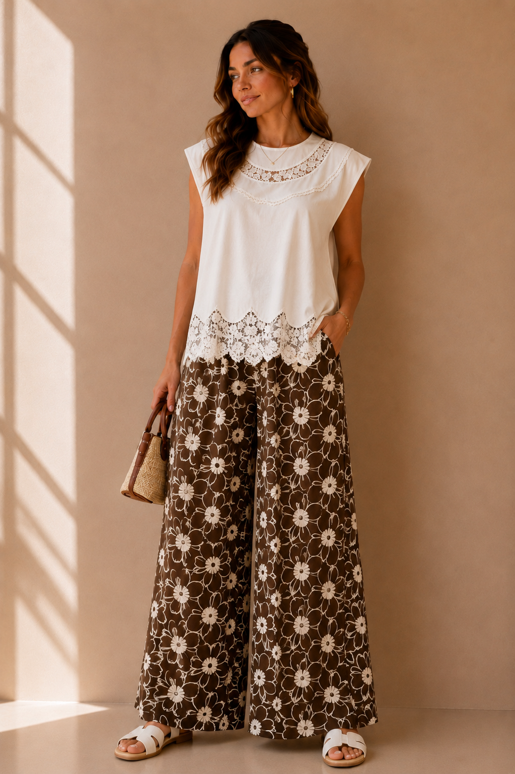 Lace Beige T-Shirt