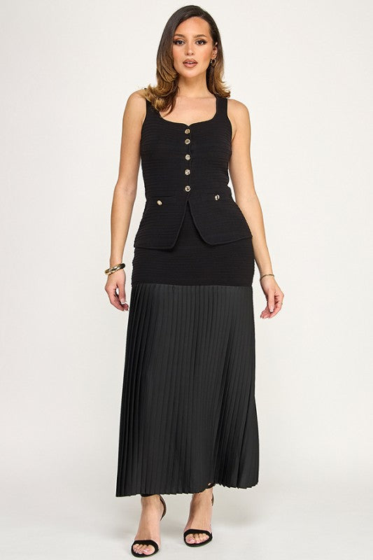 Pre-order August 24 Black Vest & Skirt Set
