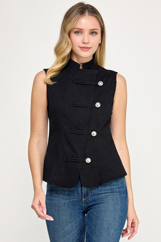 Pre-Order Agosto 31 Black Mandarin Style Top