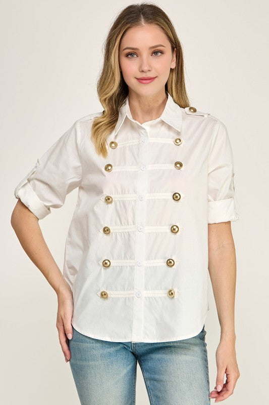 Pre-Order Agosto 31 White Military Style Shirt