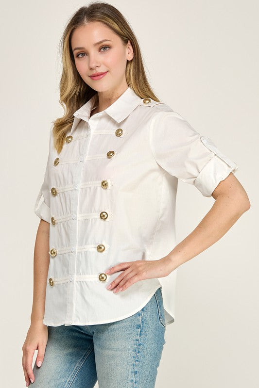 Pre-Order Agosto 31 White Military Style Shirt