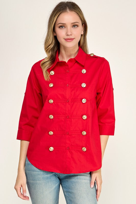 Pre-Order Agosto 31 Red Military Style Shirt