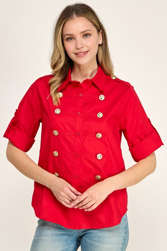 Pre-Order Agosto 31 Red Military Style Shirt