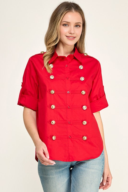 Pre-Order Agosto 31 Red Military Style Shirt