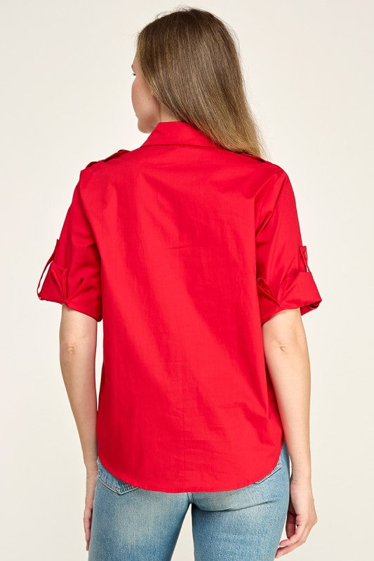Pre-Order Agosto 31 Red Military Style Shirt