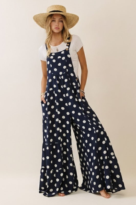 Navy Polka Maxi Overall