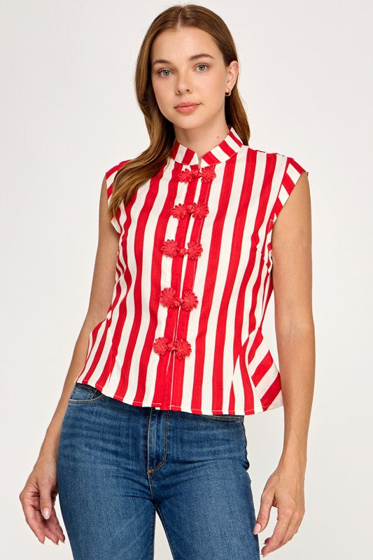 Pre-order Sept 7 Red Stripe Peplum Top
