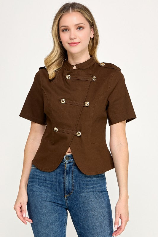 Pre-order Sept 14 Brown Napaleon Asymmetrical Top
