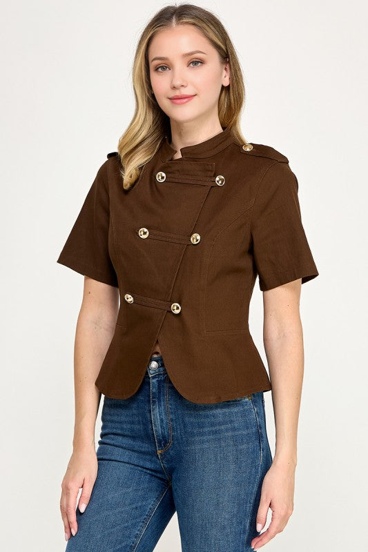 Pre-order Sept 14 Brown Napaleon Asymmetrical Top