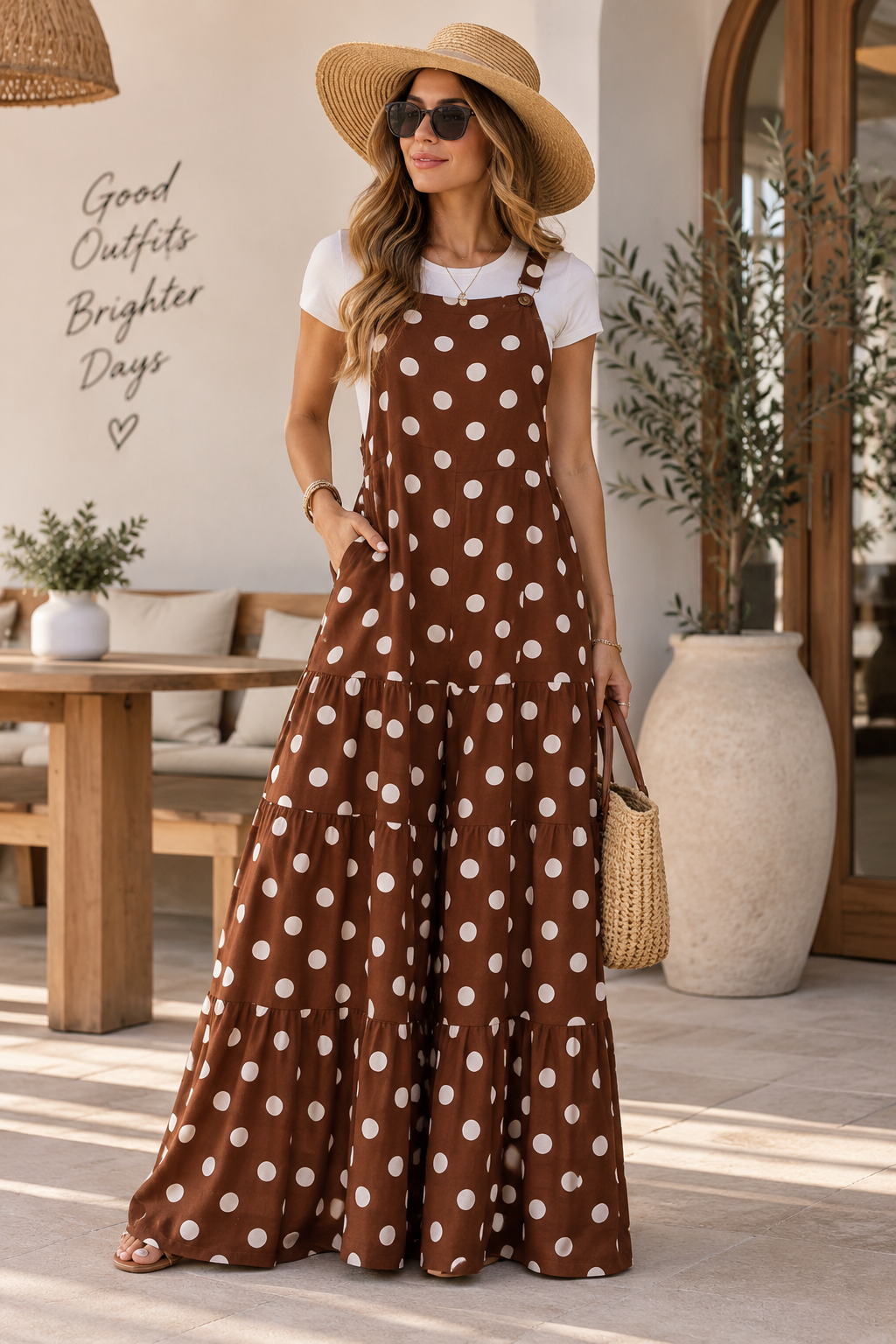 Brown Polka Maxi Overall