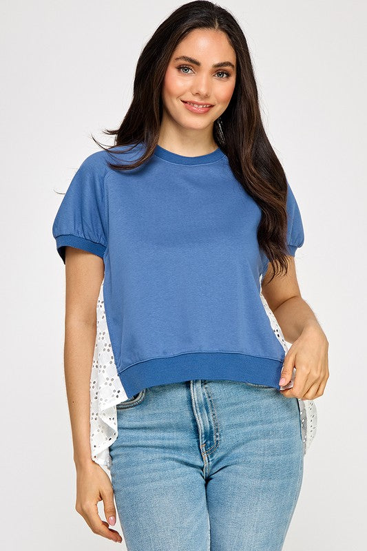 Blue Back in Keyhole T-Shirt
