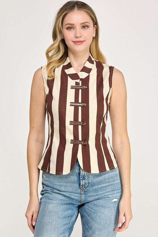 Pre-order Oct 5 Brown/Cream Stripe Top
