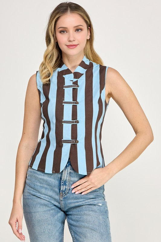 Pre-order Oct 5 Brown/Blue Stripe Top