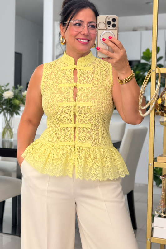 🇮🇹 Yellow Lace Napoleon Top