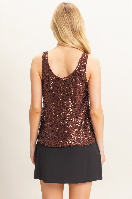 Brown Sequin Top