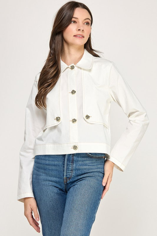 Pre-order Oct 26 White Thin Denim Jacket