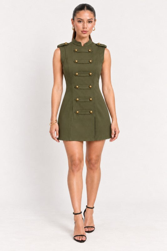 Pre-order Nov 2 Olive Mandarin Mini Dress