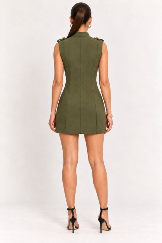 Pre-order Nov 2 Olive Mandarin Mini Dress