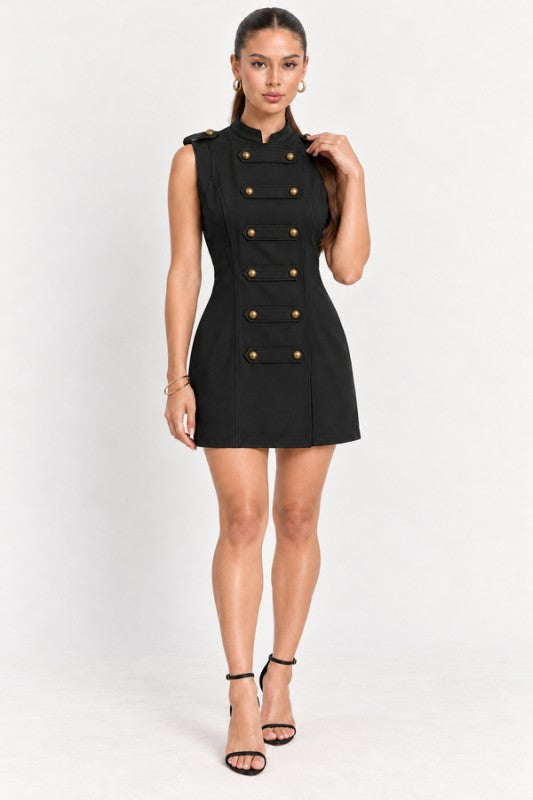 Pre-order Nov 2 Black Mandarin Mini Dress
