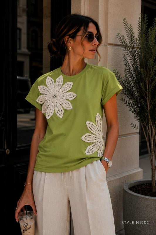 Green Embroidery T-Shirt