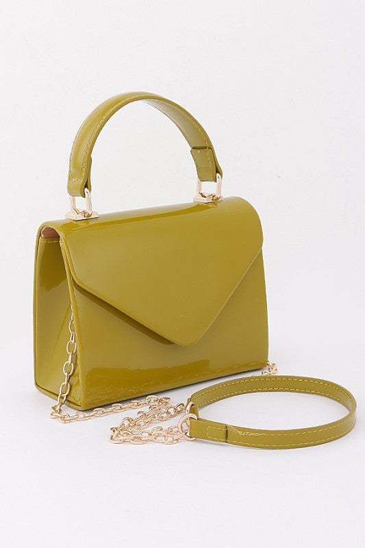 Pre-order June 15 Olive Mini Enamel Cross Body Bag