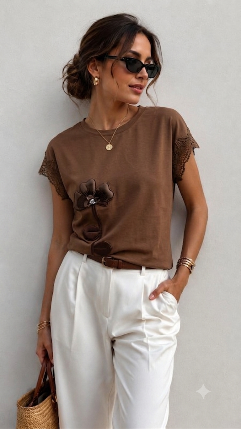 Brown Flower T-Shirt