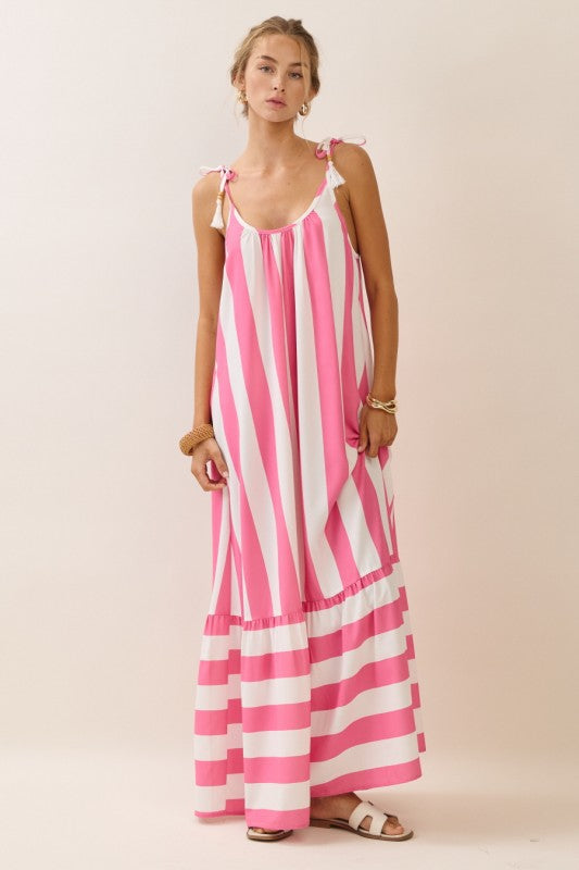 Pre-order July 13 Pink Stripe Midi Dress