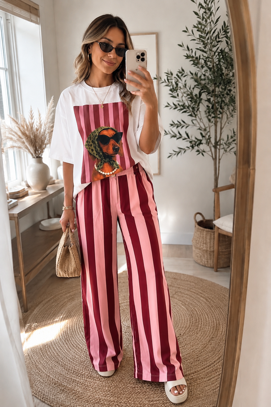 🇮🇹 Pink/Red Stripe Linen Pant