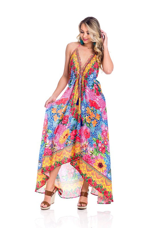 Floral Hawaiian Dress  One Size Fits All