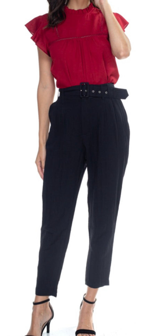 High Waist Removable Belt Pants