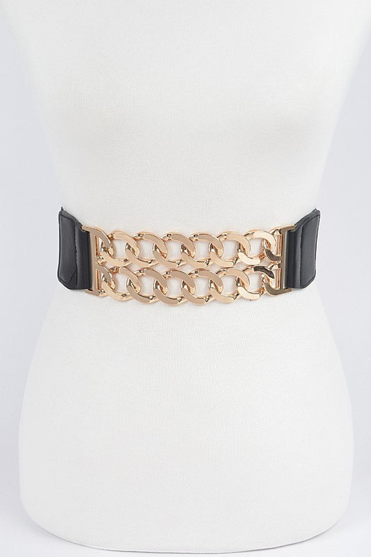 Double Chain Buckle Elastic Belt